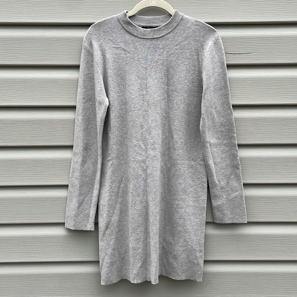 Heather Gray Crewneck Knit Sweater Dress